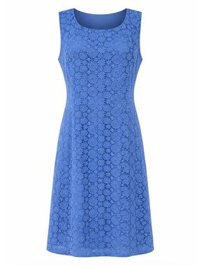 NWT Talbots Cornflower Blue Floral Lace Sleeveless Shift Dress Plus Size 16